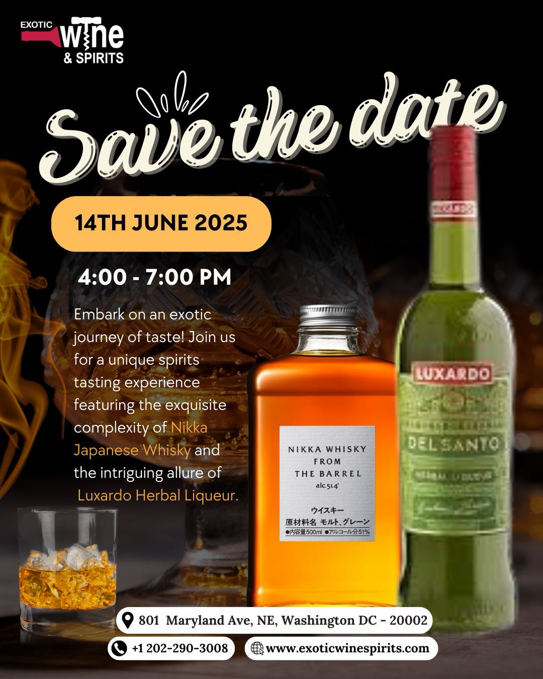 nikka Japanese whiskey, Luxardo herbal liquor