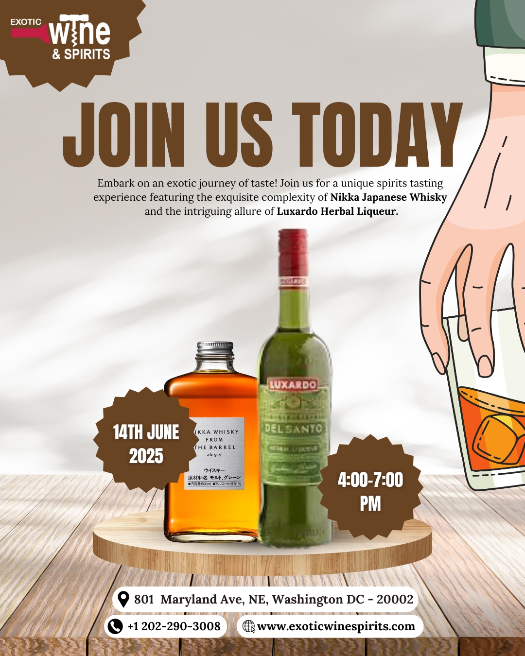 nikka Japanese whiskey, Luxardo herbal liquor